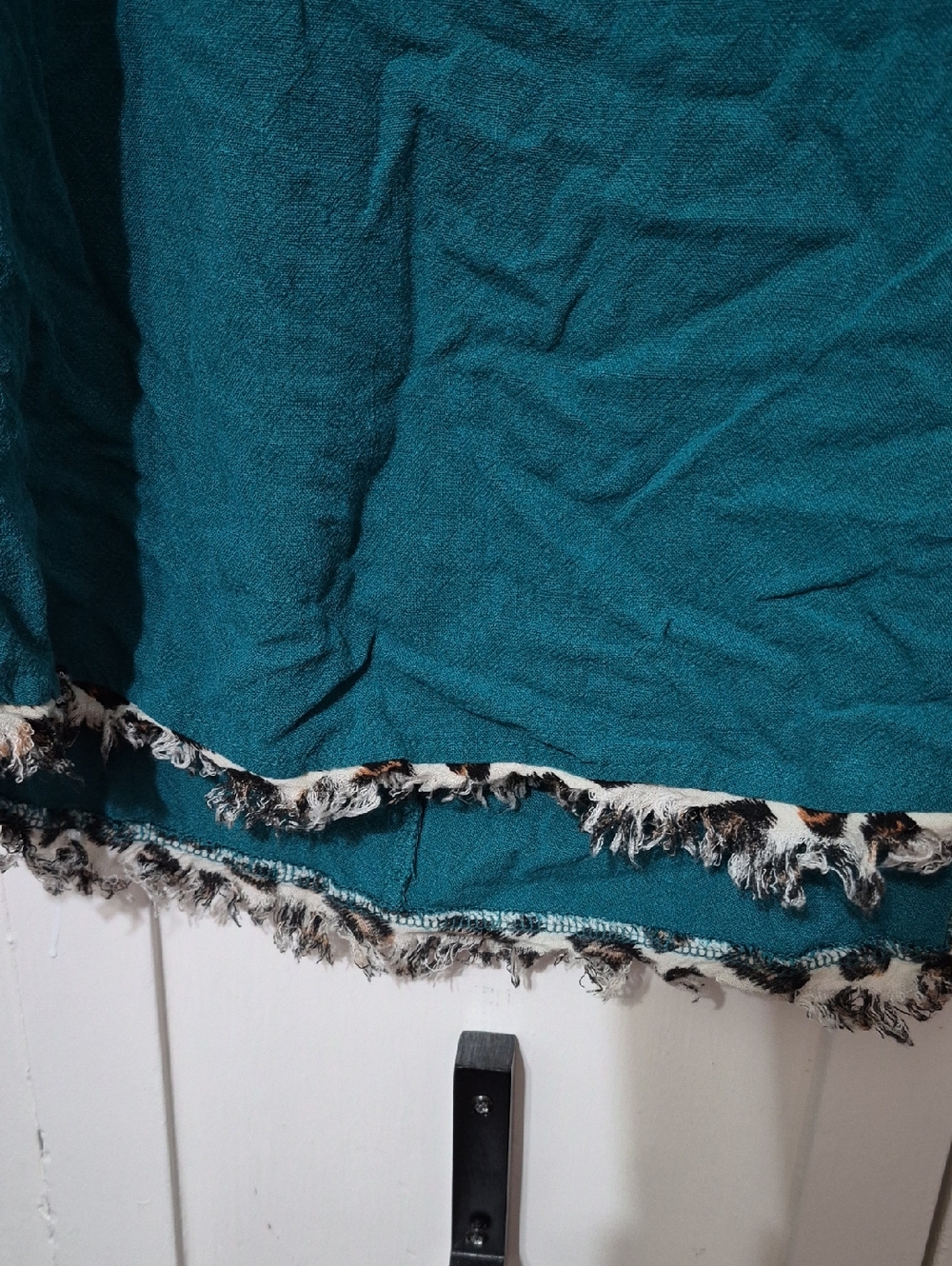 Teal Top with Leopard Print Sleeves - Picture 3 of 7